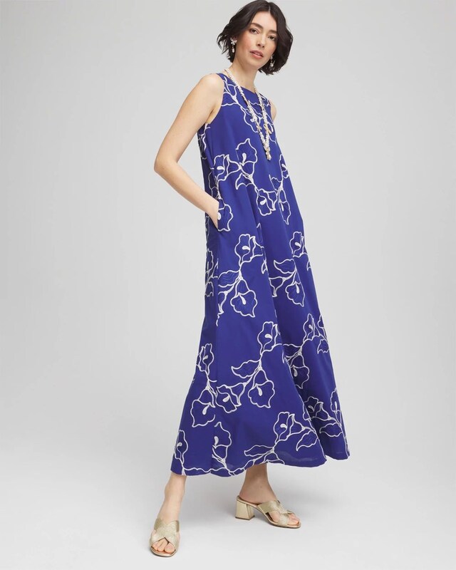 Embroidered Sleeveless Maxi Dress - image 2